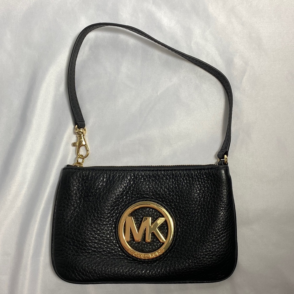 MICHAEL Michael Kors Black Wristlet - Gold Hardware